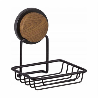 No Drill Rustproof Soap Dish Holder, Adhesive Wall Mount, Black
