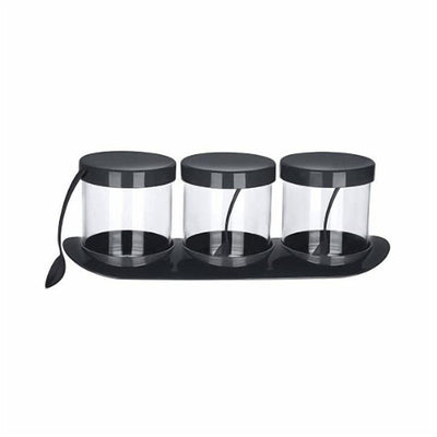 Set of 3 Spice Jars 500 ml Each with a Spoon in Every Lid