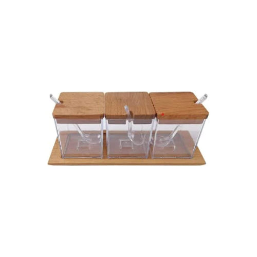 Square Spice Jars with spoon -300 ml
