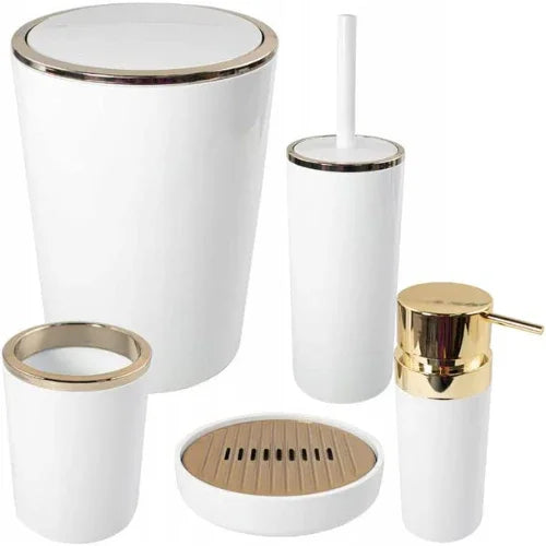 Acrylic Bathroom Set 5 Pieces with Gold Frame