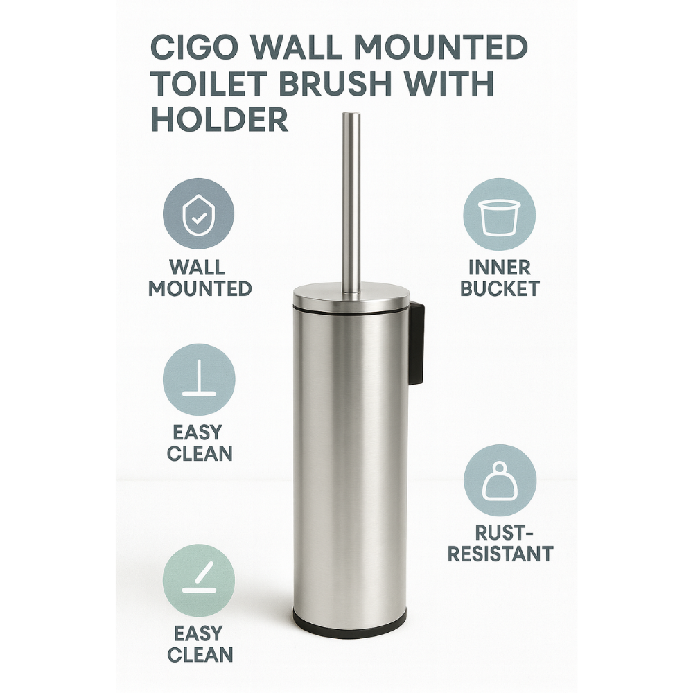 Wall-Mounted Toilet Brush with Holder – Aluminum