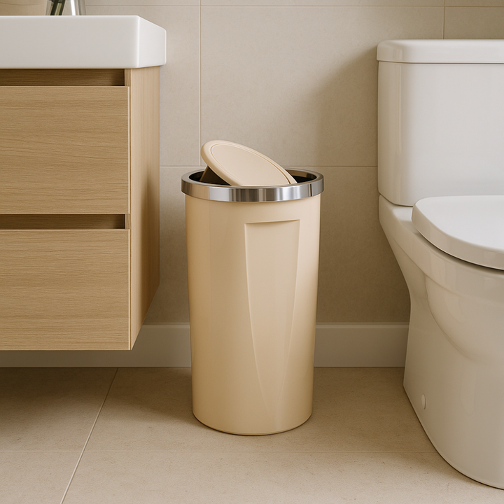 35 Liter Swing-Lid Trash Can with Chrome Rim –  30×56 cm | Primanova