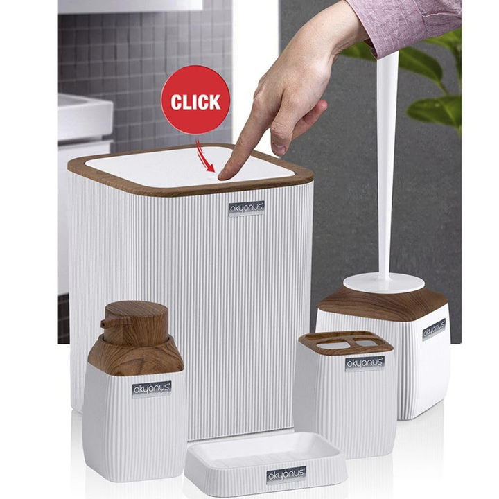 Okayanus Diva Acrylic 5-Piece Bathroom Set – Wooden Frame