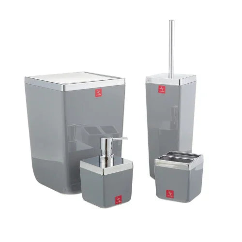 Acrylic Bathroom Set 5 Pieces with Silver Frame