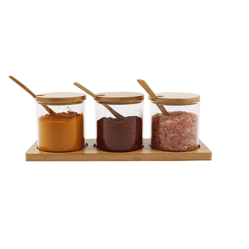 3-Storage Jars with a Wooden Spoon