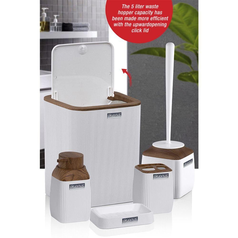Okayanus Diva Acrylic 5-Piece Bathroom Set – Wooden Frame