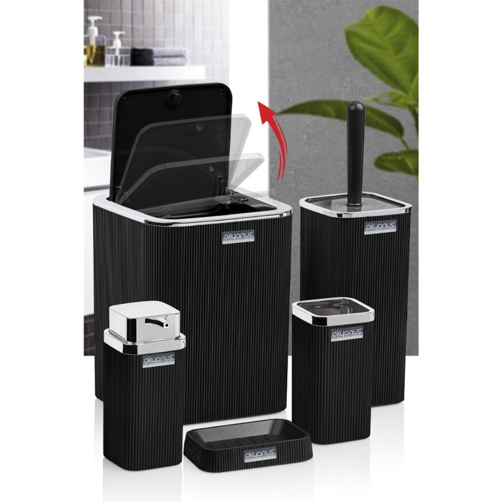 Bath Accessory Set – 5-Piece Bathroom Organizer Kit  (Siver frame)