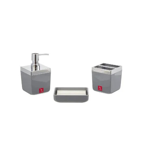 Acrylic Bathroom Set 5 Pieces with Silver Frame