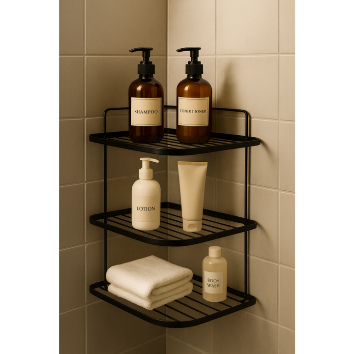 رف حمام زاوية من الفولاذ المقاوم للصدأ، أسود مقاوم للصدأ