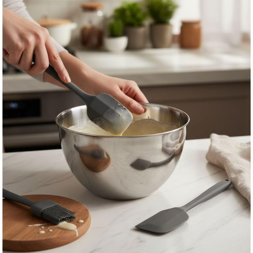 مجموعة ملعقة سيليكون وفرشاة دهن - مقاومة للحرارة (3 قطع)