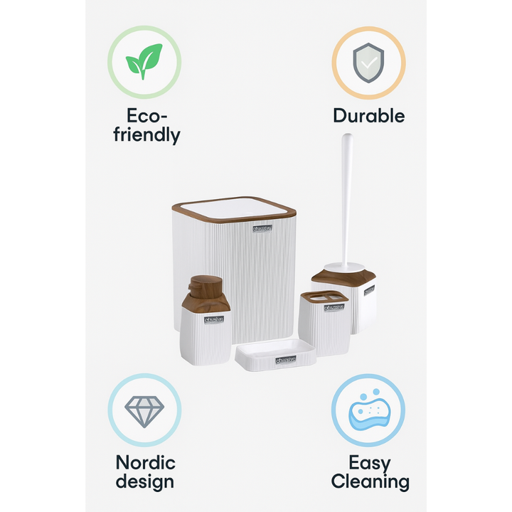 Okayanus Diva Acrylic 5-Piece Bathroom Set – Wooden Frame