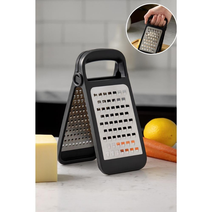 مبشرة جبن وخضراوات قابلة للطي - ستانلس ستيل، مانعة للانزلاق، ثنائية الجوانب