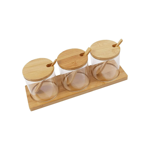 3-Storage Jars with a Wooden Spoon