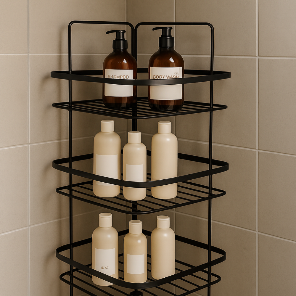 رف حمام زاوية من الفولاذ المقاوم للصدأ، أسود مقاوم للصدأ