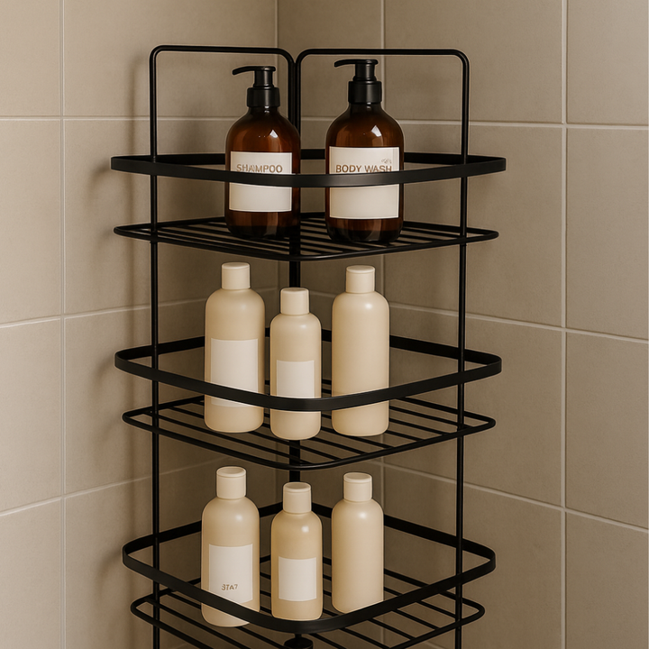 رف حمام زاوية من الفولاذ المقاوم للصدأ، أسود مقاوم للصدأ