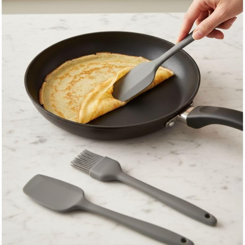 مجموعة ملعقة سيليكون وفرشاة دهن - مقاومة للحرارة (3 قطع)