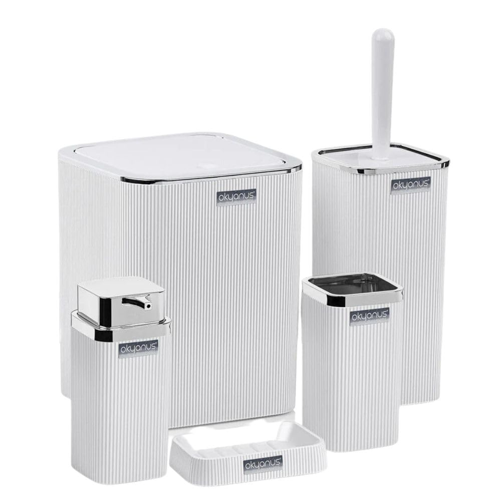 Bath Accessory Set – 5-Piece Bathroom Organizer Kit  (Siver frame)