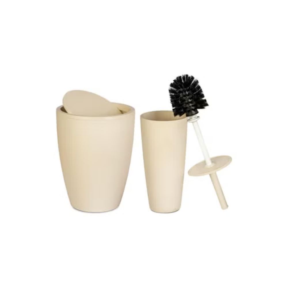 Primanova Pure Bathroom Set 2-Piece – 7.5 liter Bin + Toilet Brush