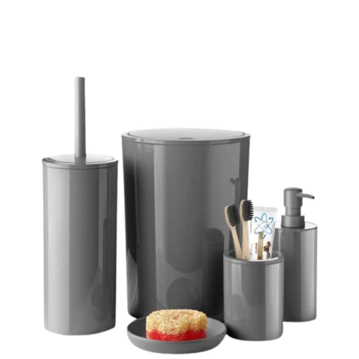 مجموعة إكسسوارات الحمام البلاستيكية فلوريس، 5 قطع