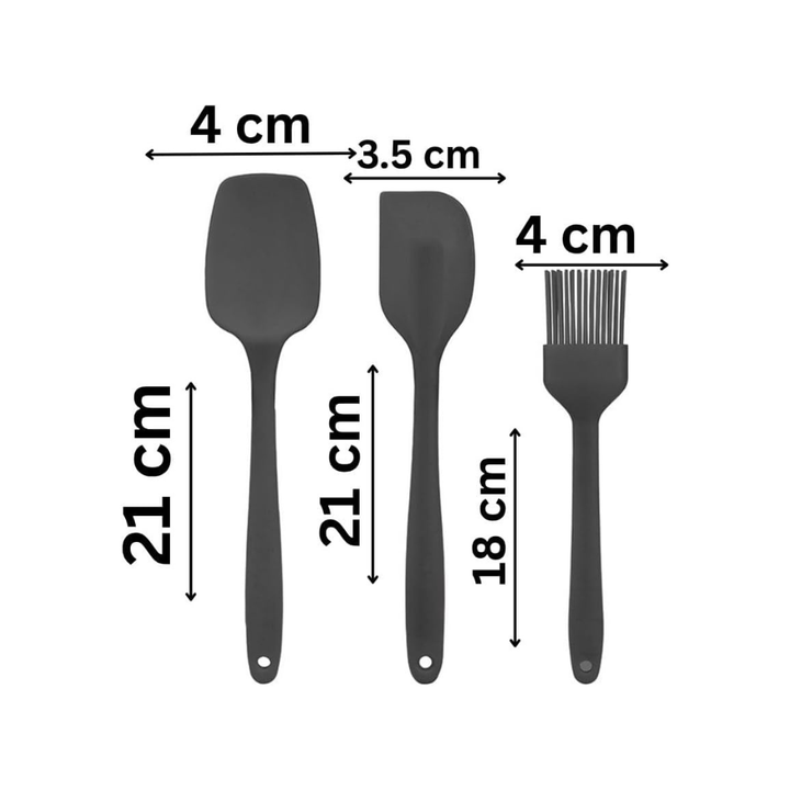 مجموعة ملعقة سيليكون وفرشاة دهن - مقاومة للحرارة (3 قطع)