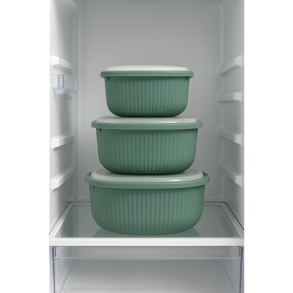 Square Food Storage Container Set – Airtight, 3pc 600/1100/1800 milliliter