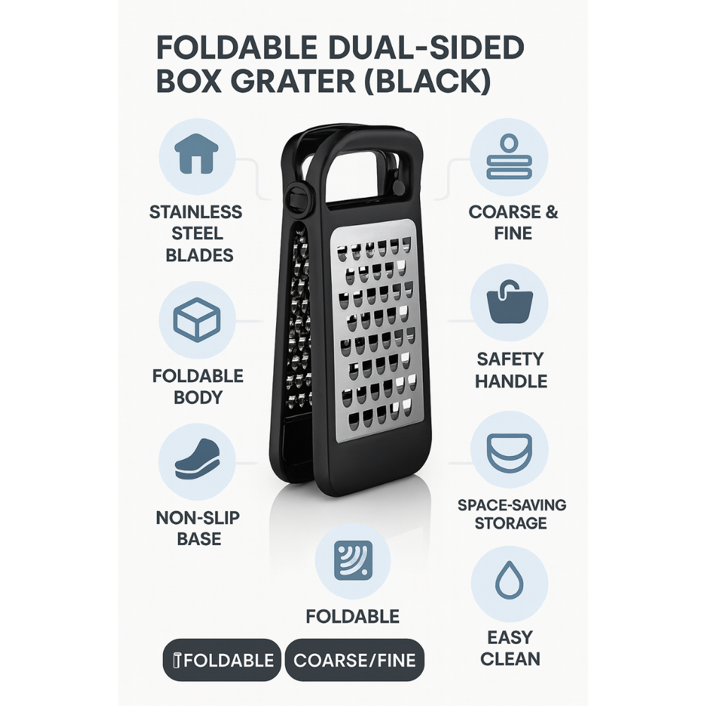 مبشرة جبن وخضراوات قابلة للطي - ستانلس ستيل، مانعة للانزلاق، ثنائية الجوانب