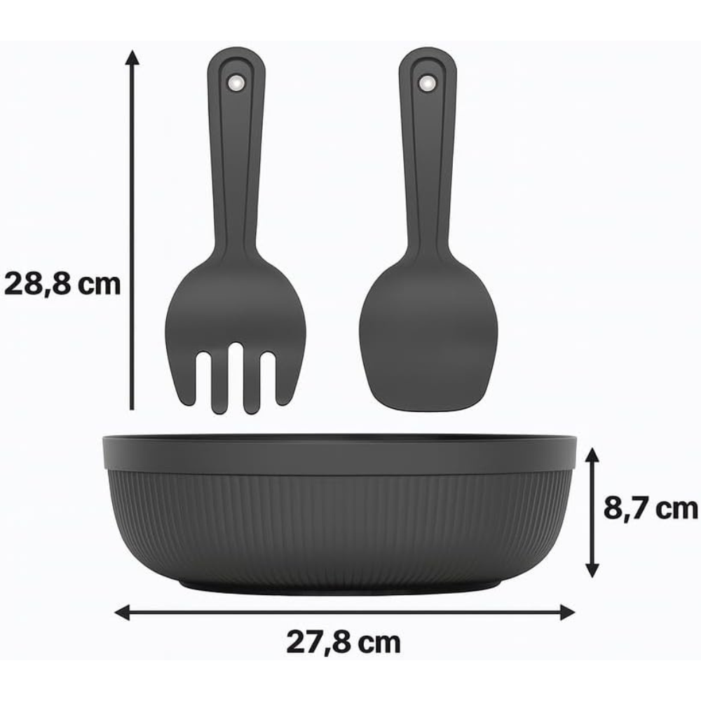 Salad Bowl with Serving Spoons – Large 4 Liter Kitchen Mixing Set