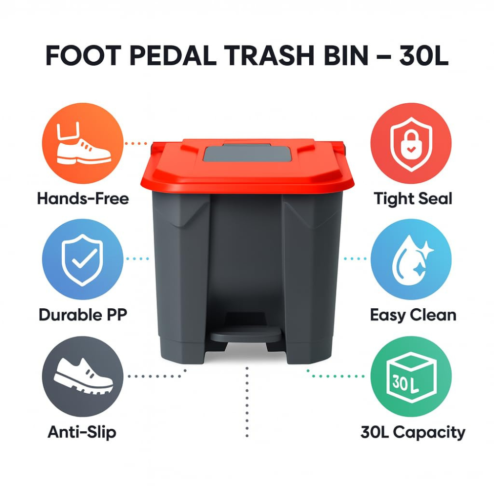 Garbage Container Set with Snap-On Lids – Recycling Bins, 30 Liter