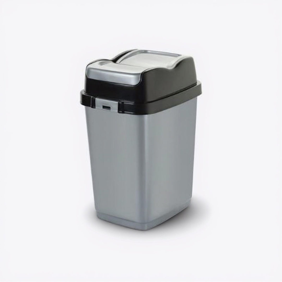 18 L Plastic Dustbin with Removable Double Swing Lid, Grey