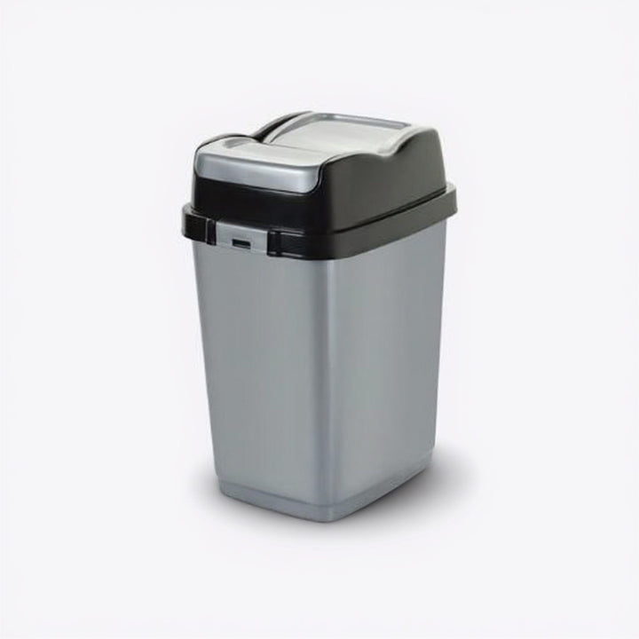 18 L Plastic Dustbin with Removable Double Swing Lid, Grey