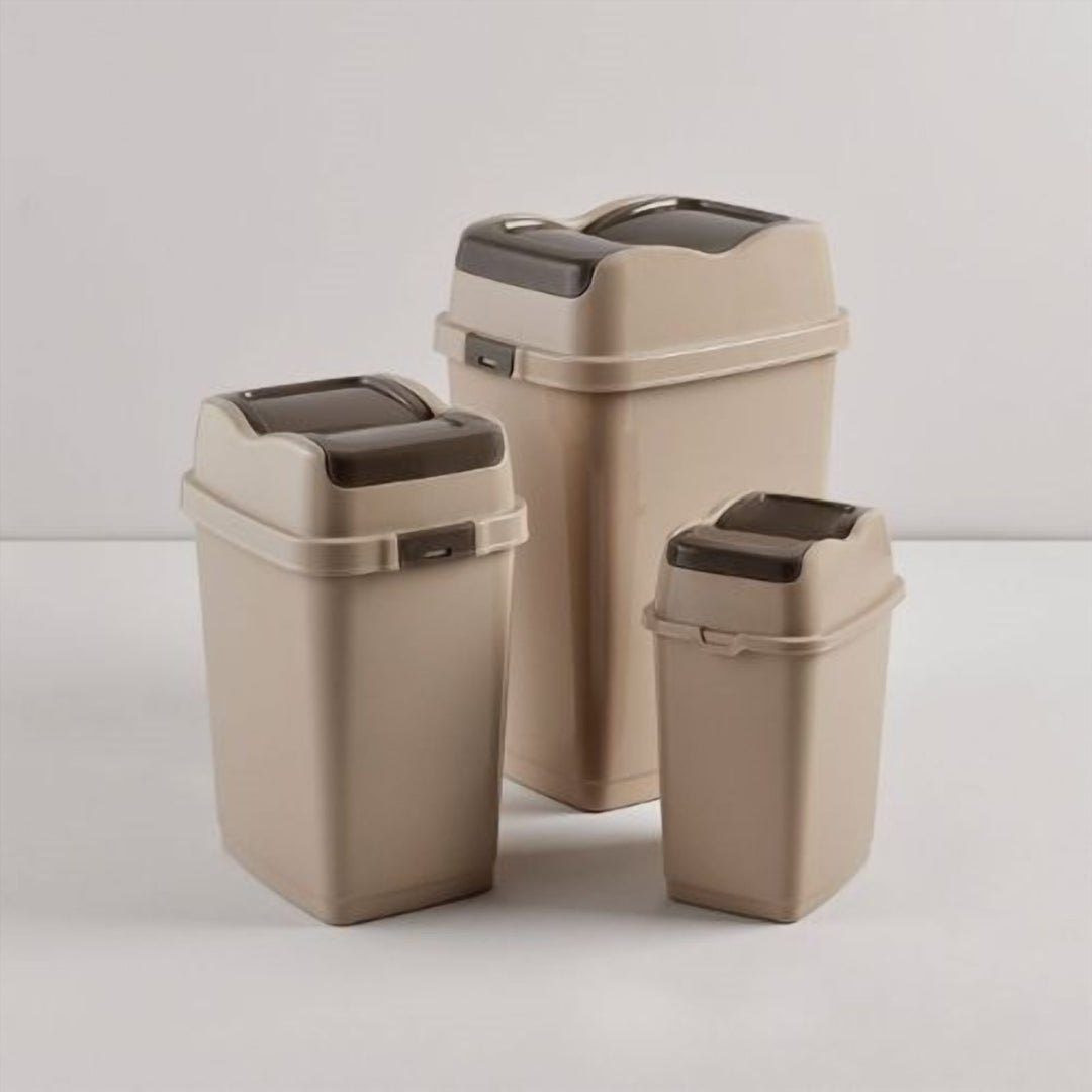 18 L Plastic Dustbin with Removable Double Swing Lid, Grey
