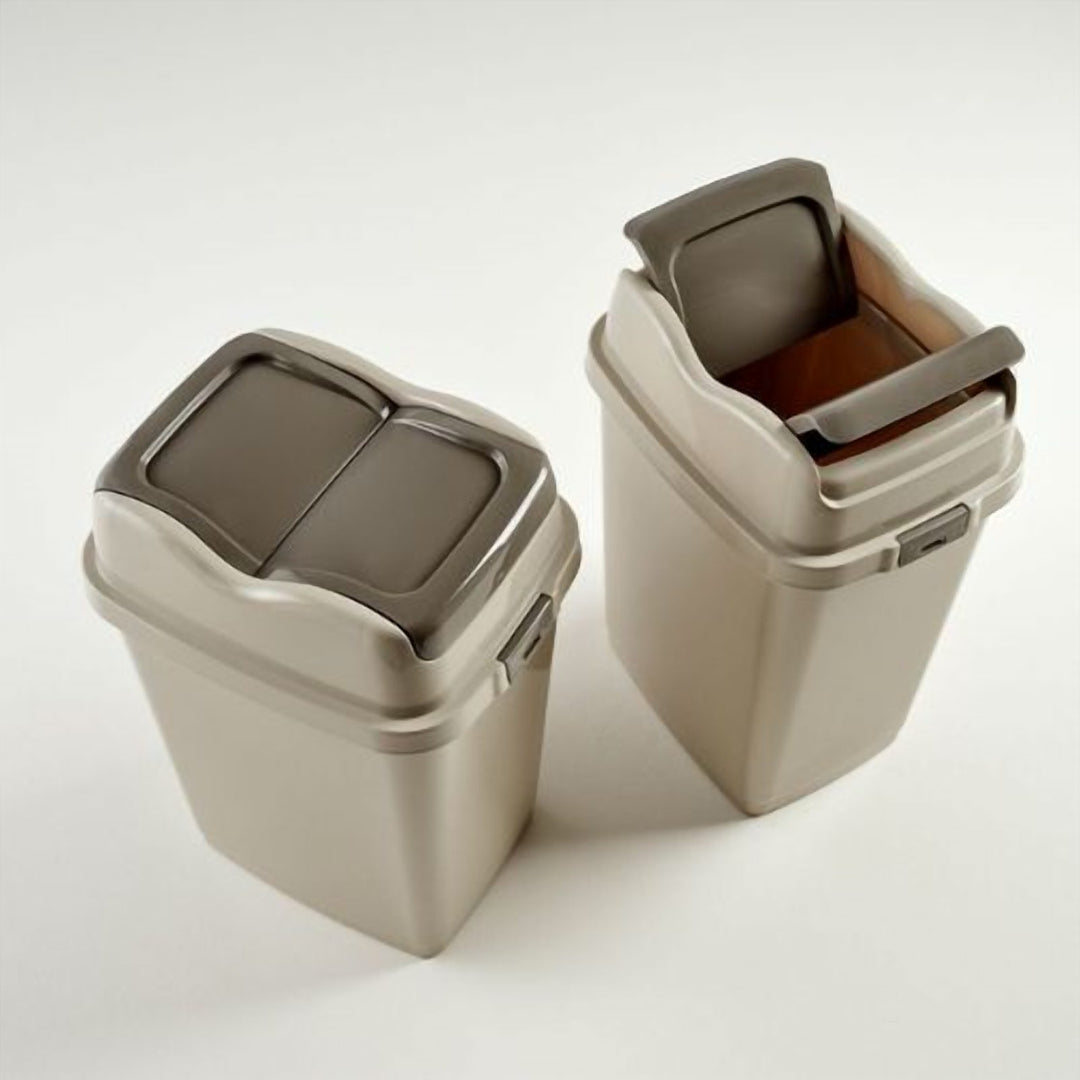 18 L Plastic Dustbin with Removable Double Swing Lid, Grey