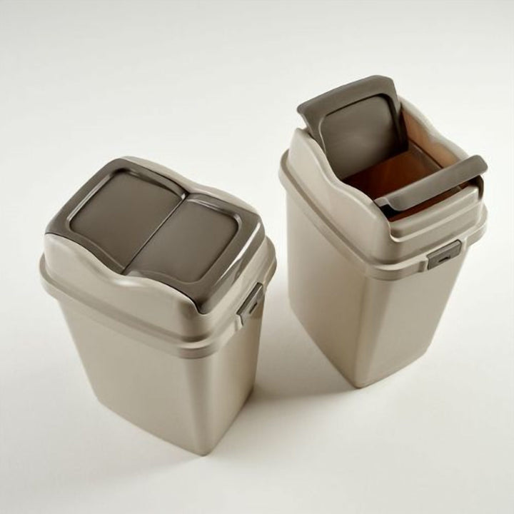 18 L Plastic Dustbin with Removable Double Swing Lid, Grey