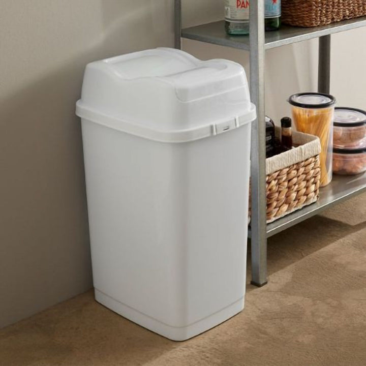 18 L Plastic Dustbin with Removable Double Swing Lid, Grey