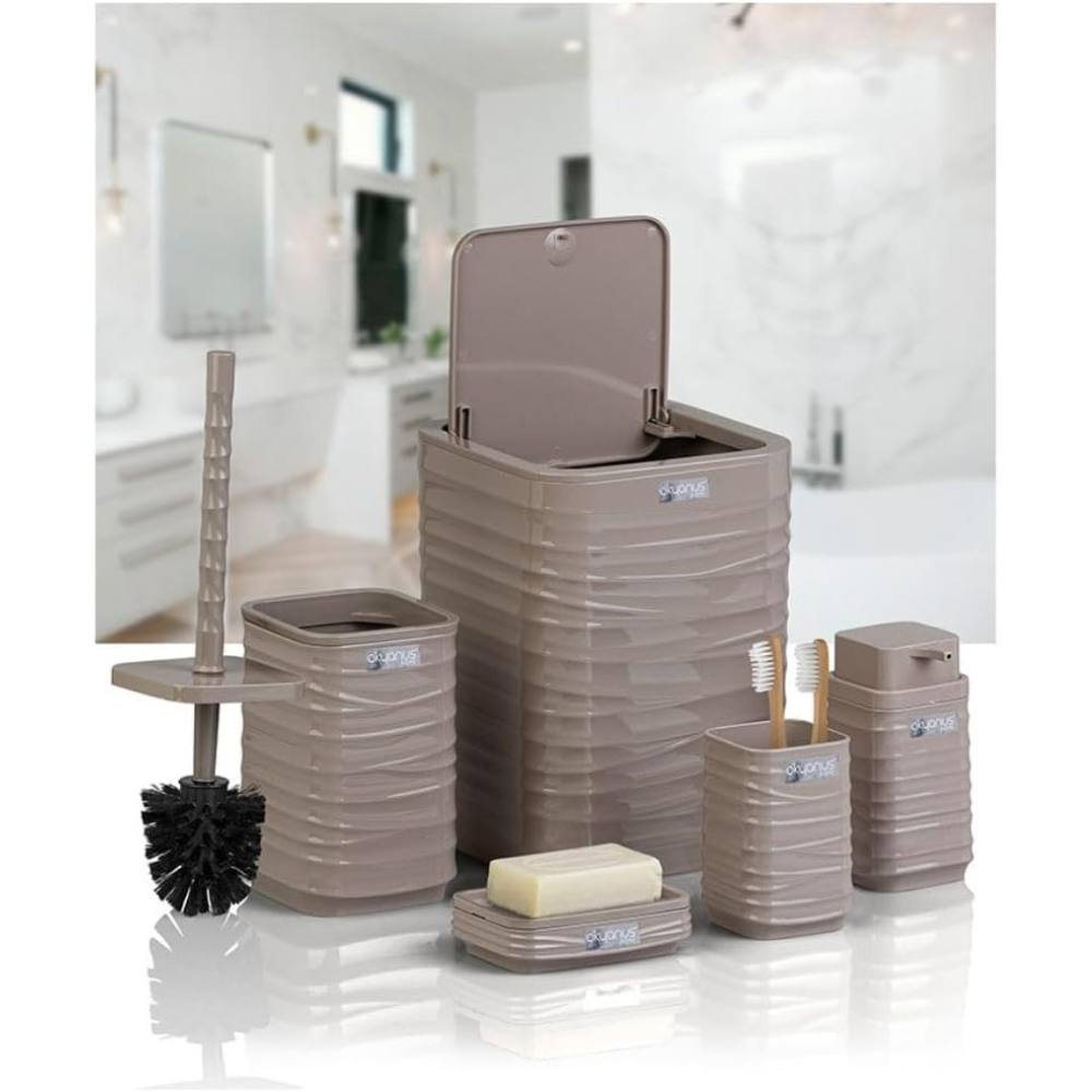 Bathroom Accessories Set 5-Piece – Plastic Frame