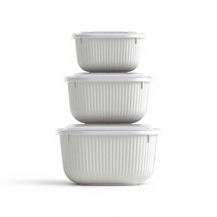 Square Food Storage Container Set – Airtight, 3pc 600/1100/1800 milliliter