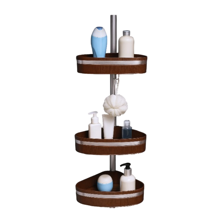 Bathroom Corner Shelves with Aluminum Pole ,3 Tier