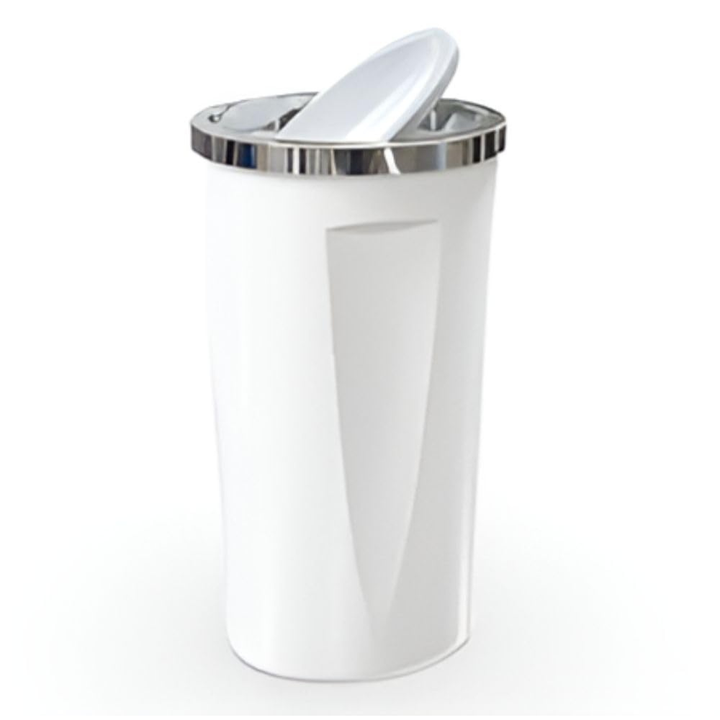 35 Liter Swing-Lid Trash Can with Chrome Rim –  30×56 cm | Primanova