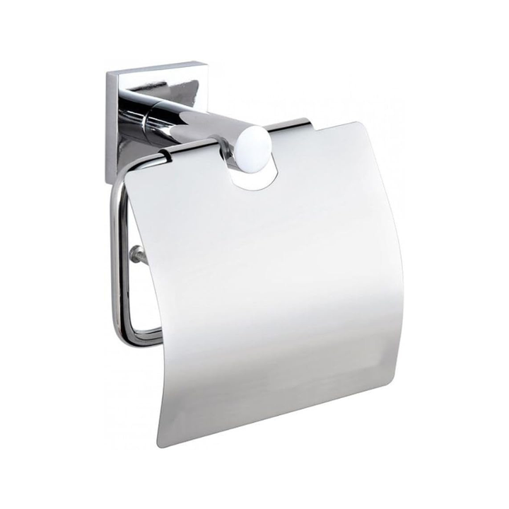 Wall-Mounted Toilet Paper Holder with Cover, Chrome – Single Roll