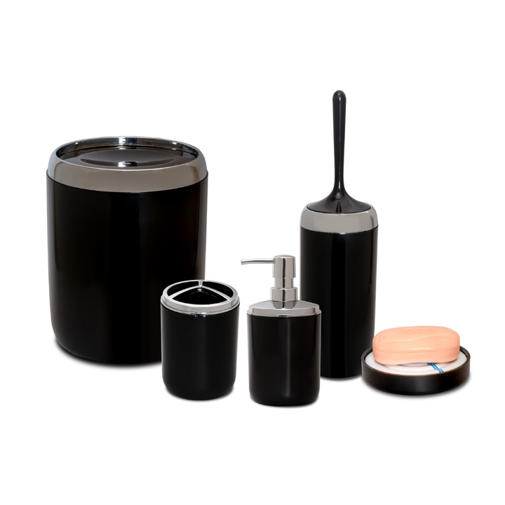 Acrylic Bathroom Accessories Set 5-Piece -Silver Frame