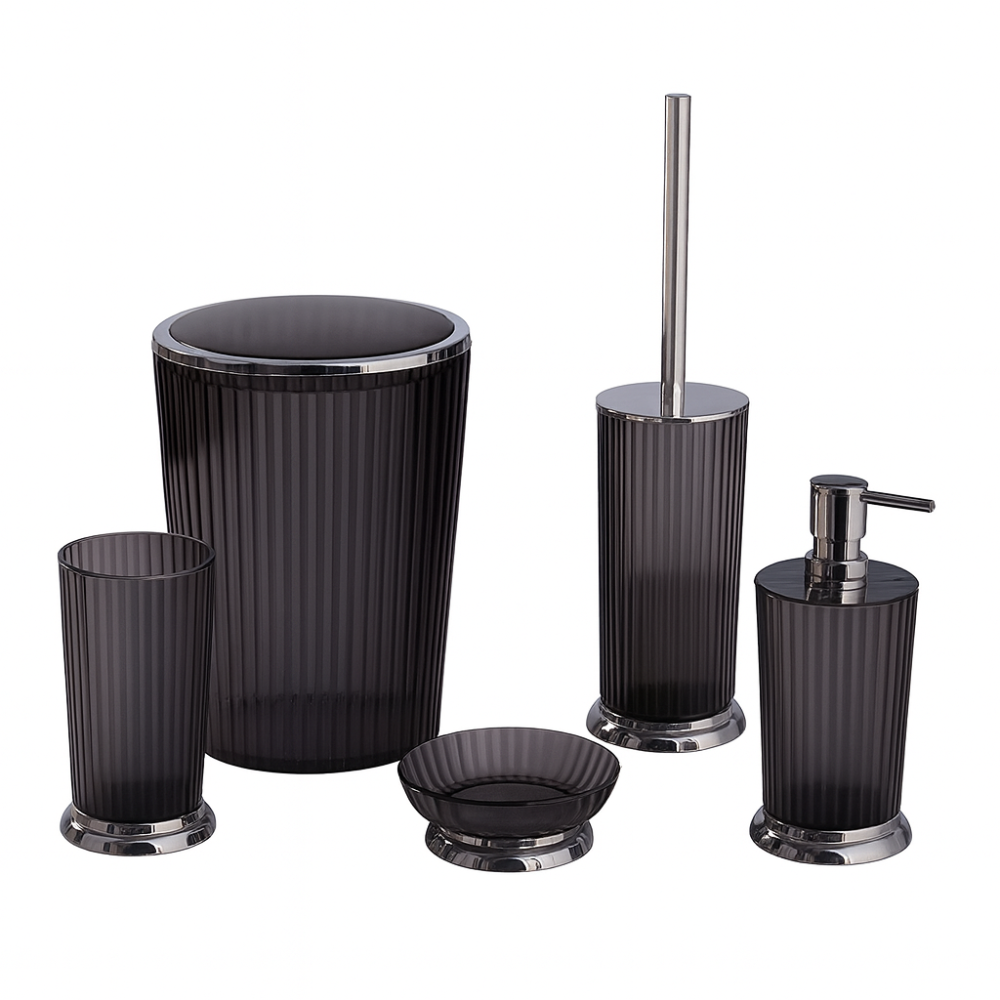 Primanova bathroom set Plastic black-1 front view