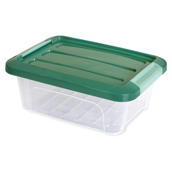 صندوق تخزين ملكي بلاستيكي شفاف - حاوية طعام محكمة الإغلاق بغطاء مشبك - (أخضر)