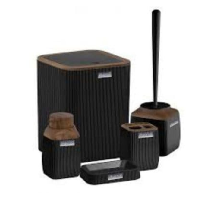 Okayanus Diva Acrylic 5-Piece Bathroom Set – Wooden Frame