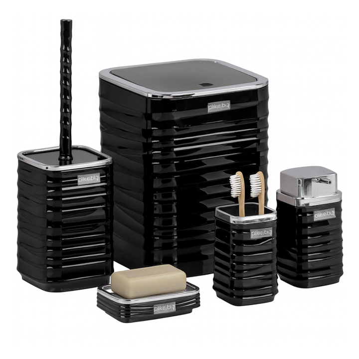 Bathroom Accessories Set 5-Piece – Chrome-Lid Luna Square