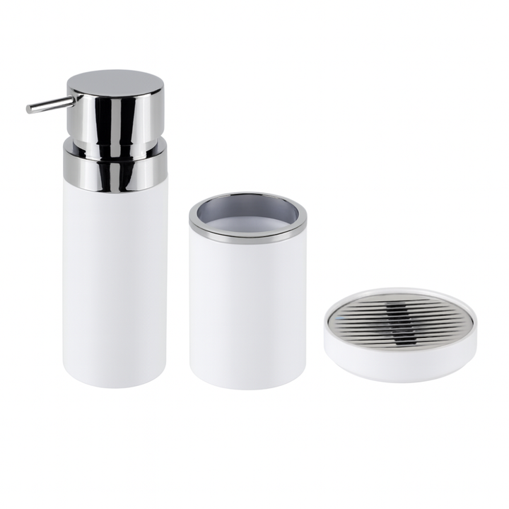Bathroom Accessories Set 3-Piece Acrylic – Silver Ring Design