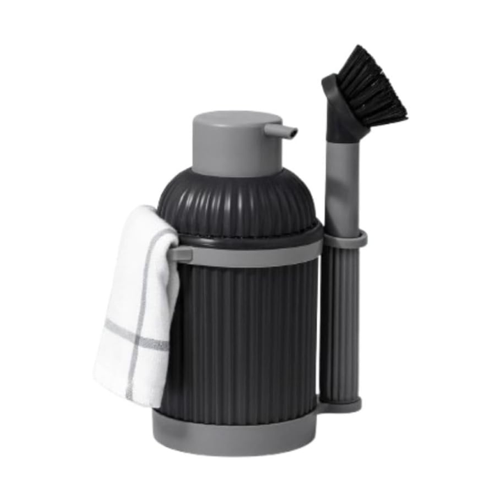 Kitchen Soap Dispenser Set with Brush & Towel Holder, 900ml