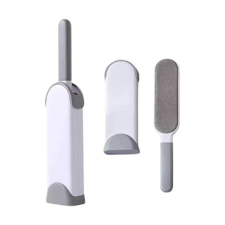 فرشاة إزالة شعر الحيوانات الأليفة بقاعدة ذاتية التنظيف، مزدوجة الجوانب