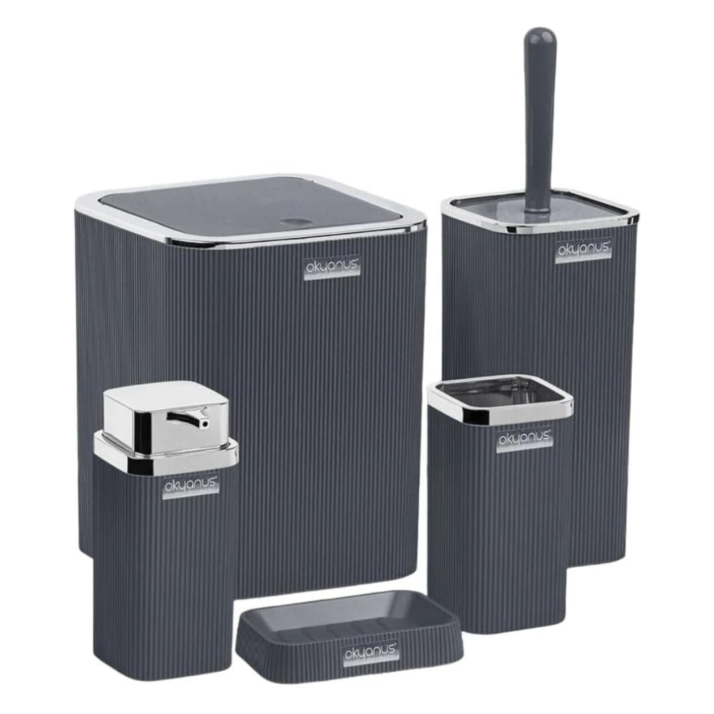 Bath Accessory Set – 5-Piece Bathroom Organizer Kit  (Siver frame)