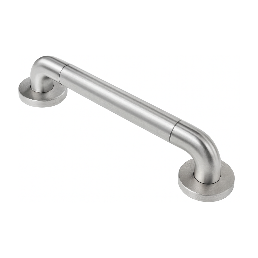 Primanova wall-mounted safety grab bar Stainless steel silver front view