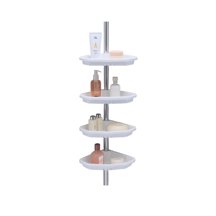 Bathroom Corner Shelves Aluminum Pole ,4 Tier
